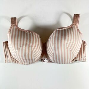 Cacique Pink and White Stripped Lightly Lined Balconette Wired Bra